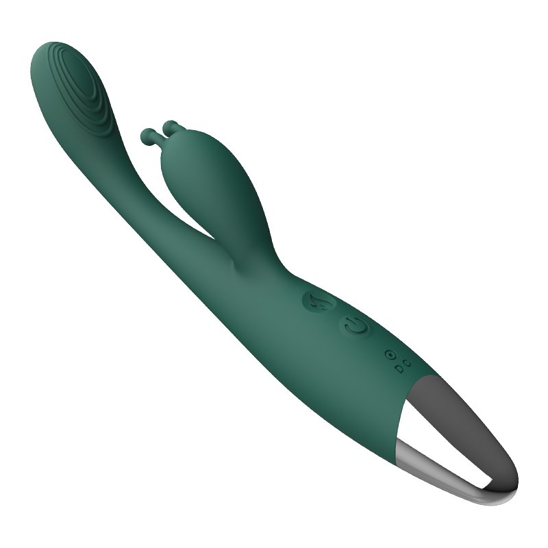 Golden Finger (Single Vibration) Peacock Green Silicone + Plated Finish, USB Charging,In US Stock