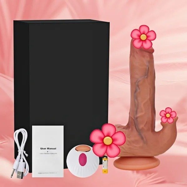 A realistic female vibrator with a phallic shape, designed for G-spot stimulation, heating, thrusting, swaying and vibrating. Perfect for female couples