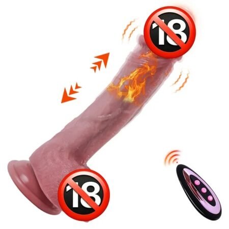 Thrusting Dildo Vibrator for Women, Remote Control Realistic Penis Dildo, Heating Vibrator with Suction Cup Silicone Vagina Massager