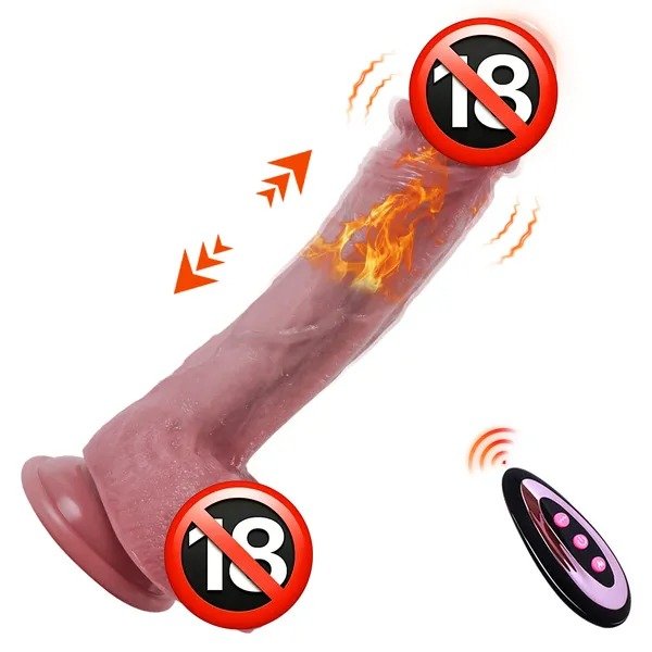 Thrusting Dildo Vibrator for Women, Remote Control Realistic Penis Dildo, Heating Vibrator with Suction Cup Silicone Vagina Massager