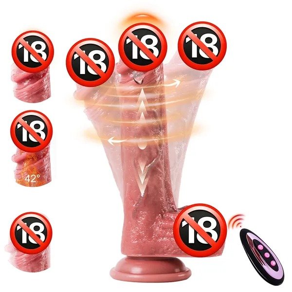 Thrusting Vibrating Dildo with 9 Modes and Heating, Remote Realistic Dildos Sex Toys with Suction for Women