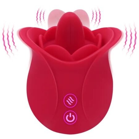 Rose Shaped Tongue Vibrator, Rose Sex Toy with 9 Licking, Quiet Licking Vibrator for Women Clitoral, Nipple, Vaginal