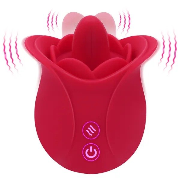 Rose Shaped Tongue Vibrator, Rose Sex Toy with 9 Licking, Quiet Licking Vibrator for Women Clitoral, Nipple, Vaginal