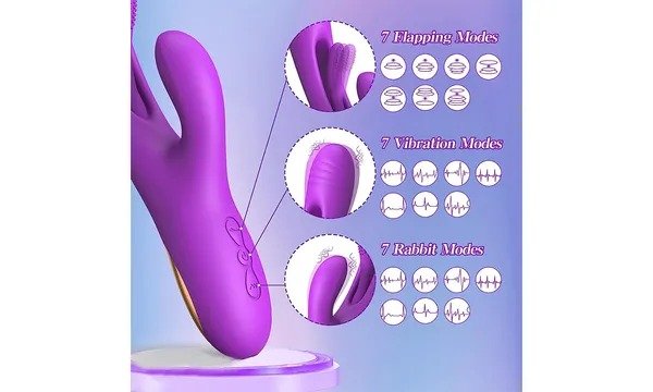 Rabbit Tapping Vibrator Dildo G Spot Vibrator with 7 Flapping Modes Sex Toys - Image 3