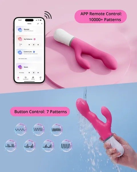 LOVENSE Nora Rabbit Vibrator with APP Control, Pink Vibrator Rabbit with Dual Motor, Clitoral Stimulator Dildo Massager, Sex Toys for Women with Smartphone Wireless - Image 4