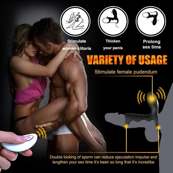 Muitar Strong Vibration Delay Massage Ring Silicone Massager Waterproof For Men - Image 7