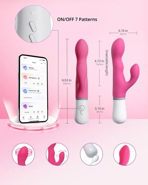 LOVENSE Nora Rabbit Vibrator with APP Control, Pink Vibrator Rabbit with Dual Motor, Clitoral Stimulator Dildo Massager, Sex Toys for Women with Smartphone Wireless - Image 7